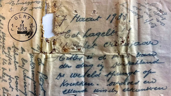 De brief zat 92 jaar lang verstopt in een keldermuur.