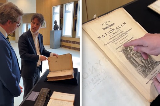 (bron: https://www.rtvdordrecht.nl/nieuws/tweede-kamer-ontvangt-eeuwenoud-dordts-synodeboek-van-henri-bontenbal)