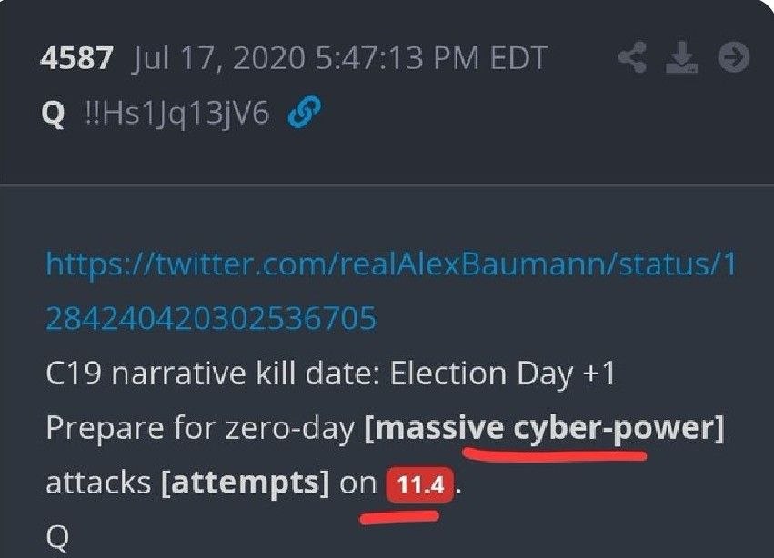 Prepare for zero-day [massive cyber-power] attacks [attempts] on 11.4.  - TraderGirlQ  