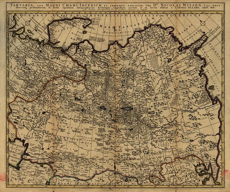 Kaart van Tartaria door Nicolaes Witsen uit 1705.