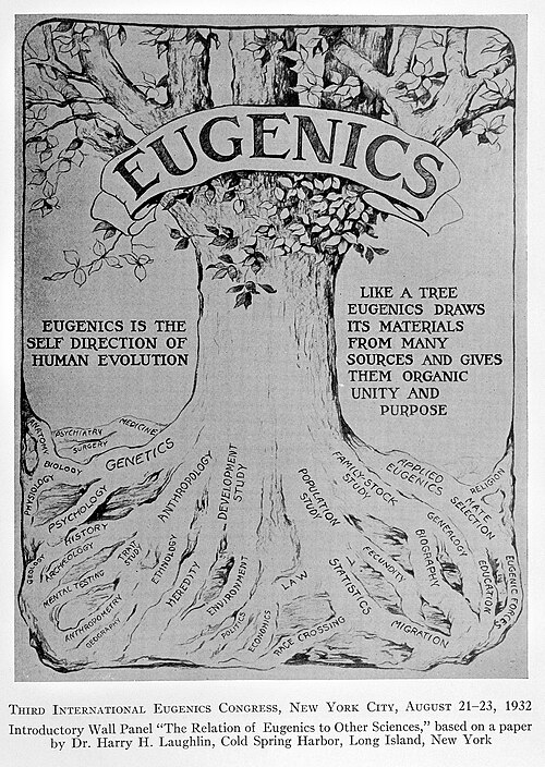 Affiche voor 3e Eugenetica congres in Baltimore, VS "A decade of progress in Eugenics" (1932